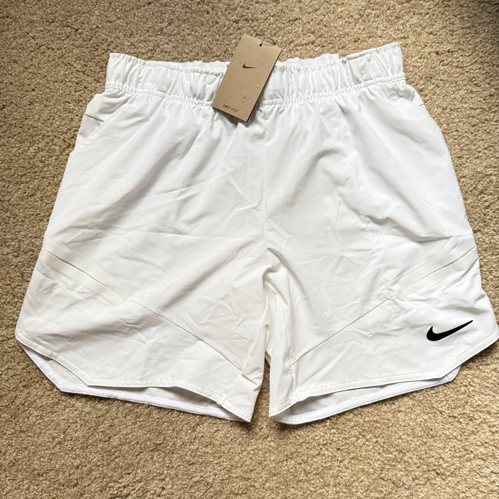 Nike Men's Dri-FIT Advantage 7" inch Tennis Court Shorts, White, Size M